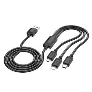 HOCO cable 3in1 USB A to Lightning / Micro USB / Type C 2A X76 1 m black