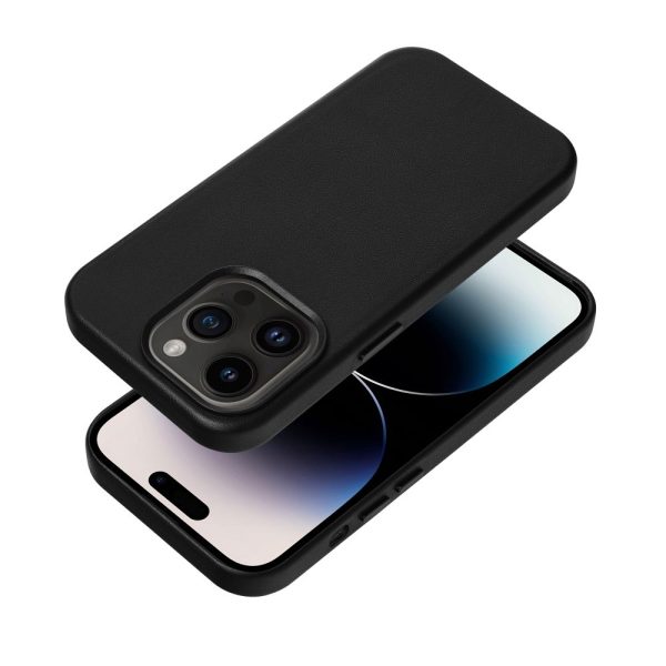 LEATHER MAG COVER case for IPHONE 16 Pro black