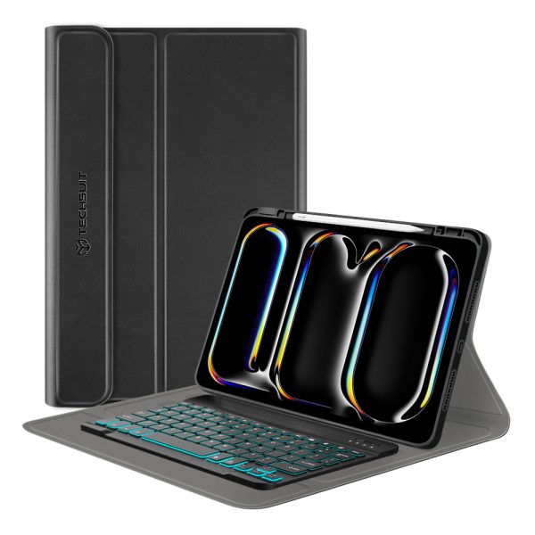 Techsuit - CozyTab Case (with Pencil Holder RGB Wireless Magnetic Keyboard) - iPad Pro 13 (2024) - Black