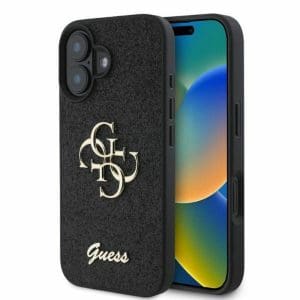 GUESS case for IPHONE 16 GUHCP16SHG4SGK (Fixed Glitter Big 4G) black