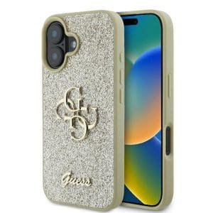 GUESS case for IPHONE 16 Plus GUHCP16MHG4SGD (Fixed Glitter Big 4G) gold