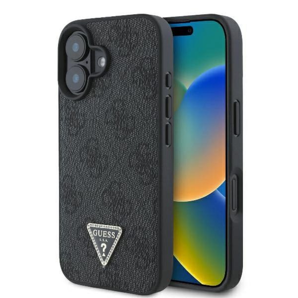 GUESS case for IPHONE 16 Plus GUHCP16MP4TDPK (PU Leather 4G Triangle Strass) black