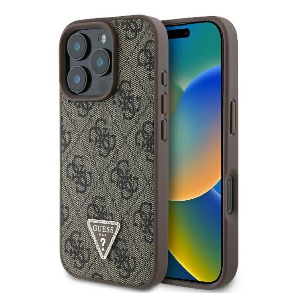 GUESS case for IPHONE 16 Pro GUHCP16LP4TDPW (PU Leather 4G Triangle Strass) brown