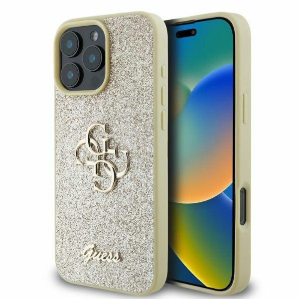 GUESS case for IPHONE 16 Pro Max GUHCP16XHG4SGD (Fixed Glitter Big 4G) gold