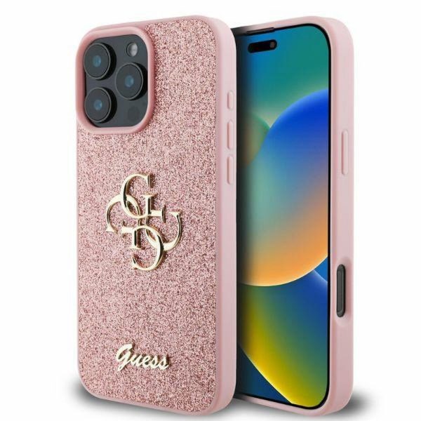 GUESS case for IPHONE 16 Pro Max GUHCP16XHG4SGP (Fixed Glitter Big 4G) pink