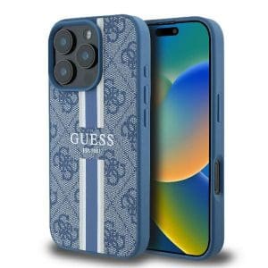 GUESS case for IPHONE 16 Pro compatible MagSafe GUHMP16LP4RPSB (4G Printed Stripes) blue