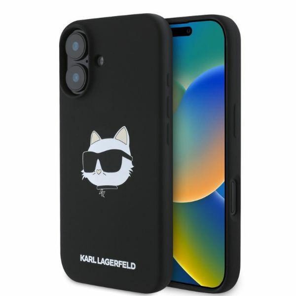 KARL LAGERFELD case for IPHONE 16 compatible with MagSafe KLHMP16SSCHPPLK (Sil Choupette Head Print) black