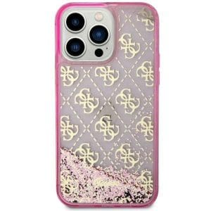 Original faceplate case GUESS GUHCP14SLC4PSGP for iPhone 14 (Liquid Glitter 4G Translucent / pink)