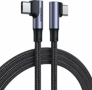 Ugreen US335 Angle (90°) Braided USB 2.0 Cable USB-C male - USB-C 100W Μαύρο 1m (70696)