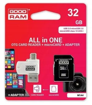 GOODRAM card reader USB A + Micro USB ALL IN ONE M1A4 + memory card micro SD 32GB with adapter SD