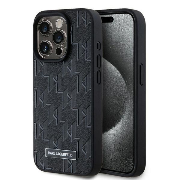 KARL LAGERFELD case for IPHONE 15 Pro Max compatible with MagSafe KLHMP15XPKHPORPK (PU Hot Stamp KL) black