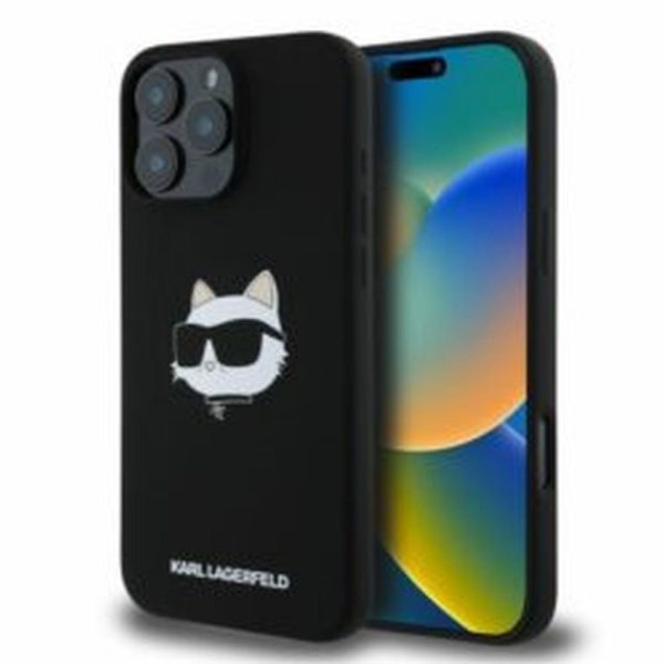 KARL LAGERFELD case for IPHONE 16 Pro compatible with MagSafe KLHMP16LSCHPPLK (Sil Choupette Head Print) black
