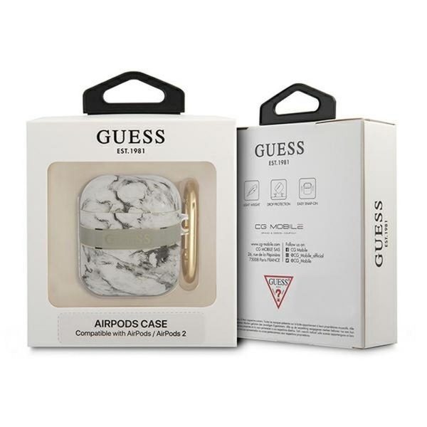 GUESS case for APPLE AirPods 1/2 GUA2HCHMAG (Marble Strap Collection) gray