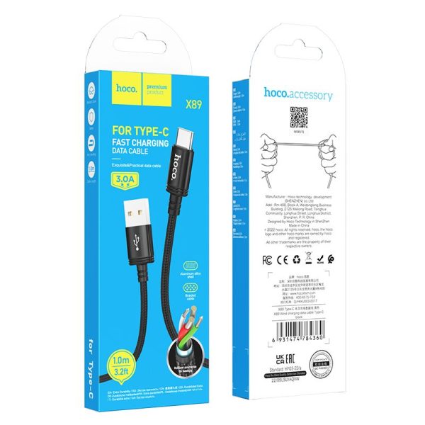 HOCO cable USB A to Type C 3A X89 1 m black
