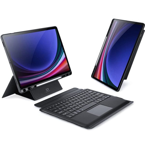 DUX DUCIS case DK foldable with Wireless Keyboard with backlight for SAMSUNG Tab S10 Plus/S9 Plus/S9 FE Plus black