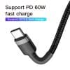 BASEUS cable Type C to Type C Cafule 3A 1M gray+black CATKLF-GG1