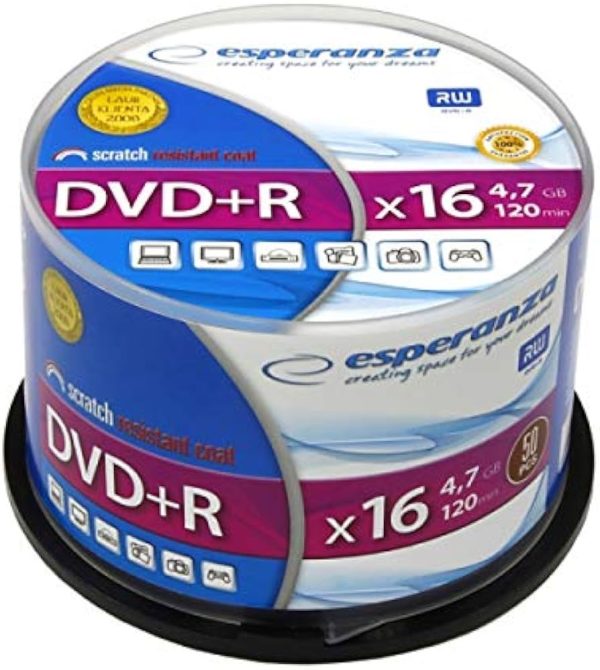 Esperanza Εγγράψιμα DVD+R 16x 4.7GB Cake Box 50τμχ