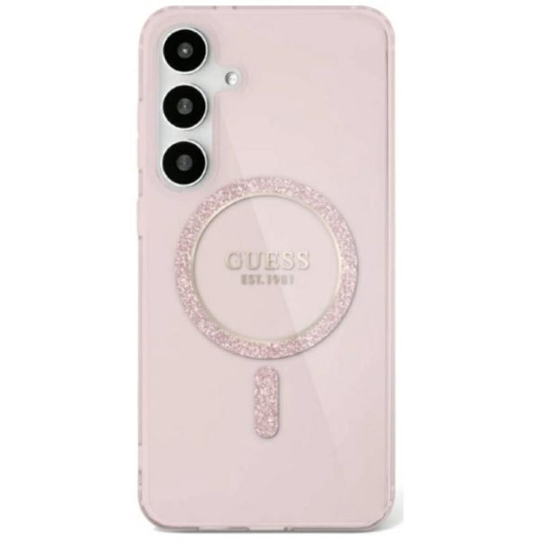 GUESS case for SAMSUNG S25 GUHMS25SHFGEREP (Magnetic IML Glitter Circle) pink
