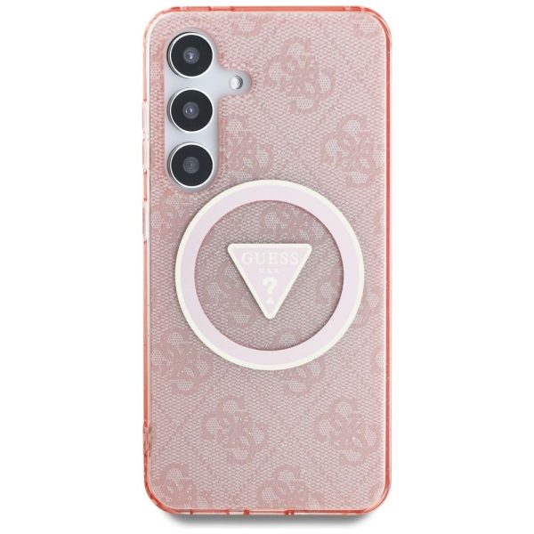 GUESS case for SAMSUNG S25 GUHMS25SHG4PRTGP (Magnetic IML Metal Glitter 4G Circle Triangle) pink