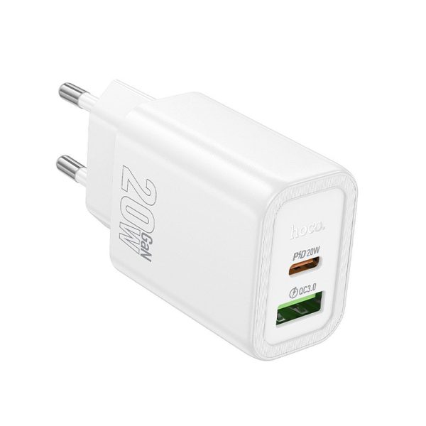 HOCO wall charger USB A + Type C PD QC3.0 3A 20W N61 white