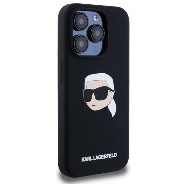KARL LAGERFELD case for IPHONE 15 Pro Max compatible with MagSafe KLHMP15XSKHPPLK (SIL KL Head Print) black