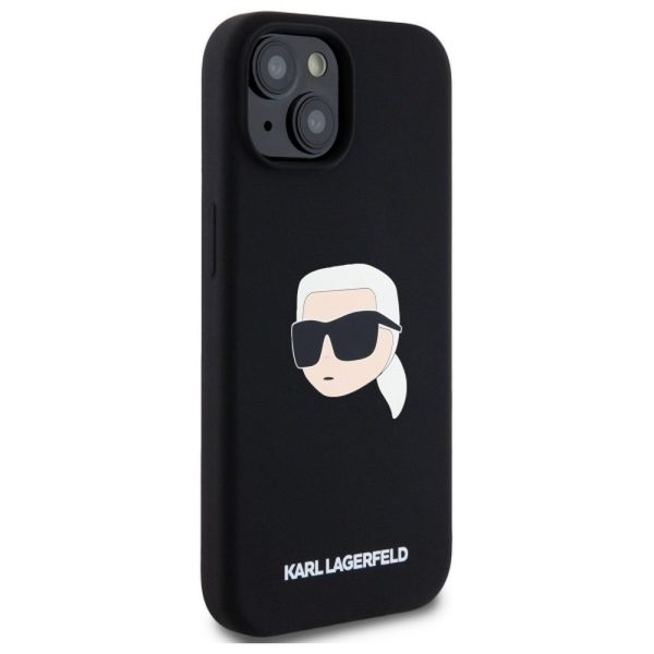 KARL LAGERFELD case for IPHONE 15 compatible with MagSafe KLHMP15SSKHPPLK (SIL KL Head Print) black