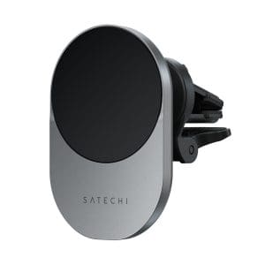 SATECHI magnetic car holder for air vent with wireless chargibg compatible with MagSafe Qi2 15W ST-Q2CCM space gray