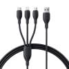 Baseus Ultra-Fast One-for-Three Fast Charging Cable USB-A to M+L+C 3.5A 0.8m Cosmic Black