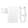 Baseus wall charger GaN5 Pro PD 140W 2x USB-C 1x USB white + USB-C - USB-C 240W cable