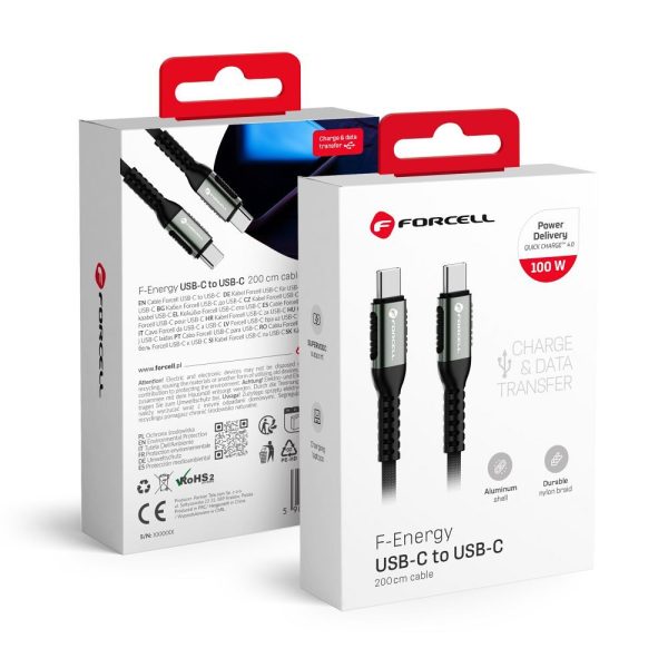 FORCELL F-ENERGY C260 cable Type C to Type C QC4.0 PD 5A 100W Cafule 2 m black
