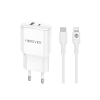 Forever TC-01-20AC PD QC charger 1x USB-C 1x USB 20W white + USB-C - Lightning cable 20W