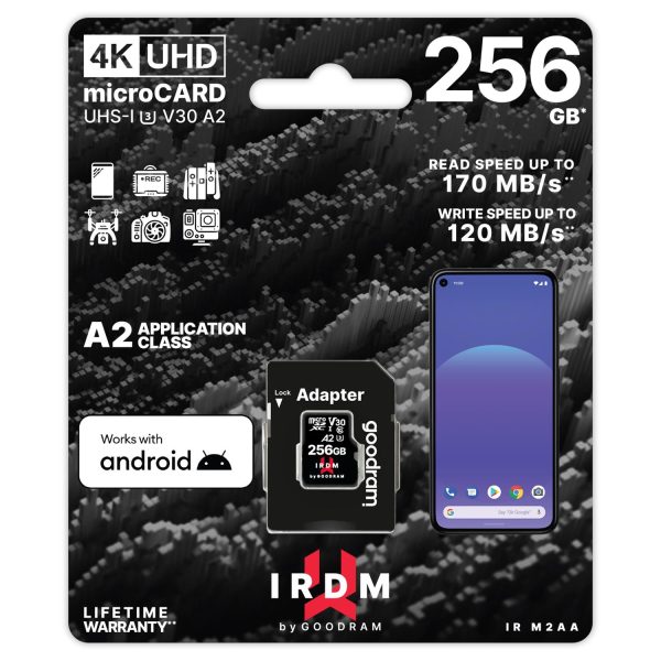 GoodRam memory card IRDM 256GB microSD UHS-I U3 V30 with adapter