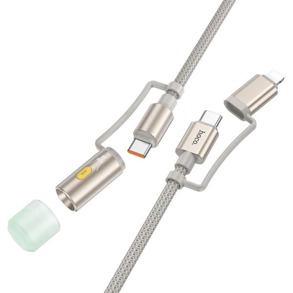 HOCO cable All-in-one Type C / Lightning to Type C / LED Light PD 3A 60W U138 1