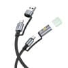 HOCO cable All-in-one USB A / Type C to Type C / LED Light 3A 60W U138 1