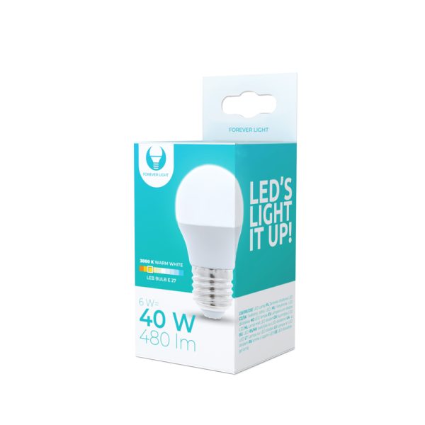 LED bulb E27 G45 6W 230V 3000K 480lm Forever Light