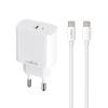 Maxlife MXTC-06-20C PD QC charger 1x USB-C 20W white + USB-C - USB-C cable 20W