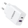 VEGER travel charger USB A + Type C PD QC3.0 3A 65W TCE650 white