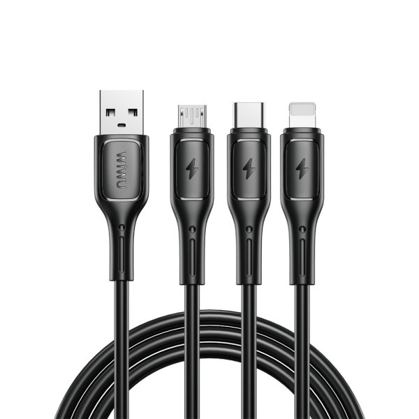 WIWU Starlink Series 3.1A 3in1 cable Wi-C045E A-C+L+M Black