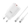 XO wall charger CE16 PD 45W 1x USB-C 1x USB white + cable USB-C - USB-C