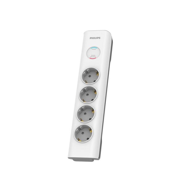 Anti-surge power strip PHILIPS extension cord 4 Schuko sockets 2m 16A white