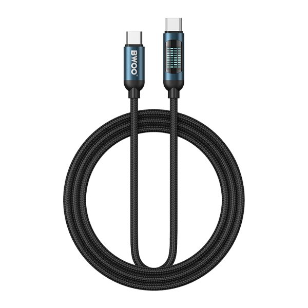 BWOO Braided Cable USB-C - USB-C 1m 60W with animated lighting black