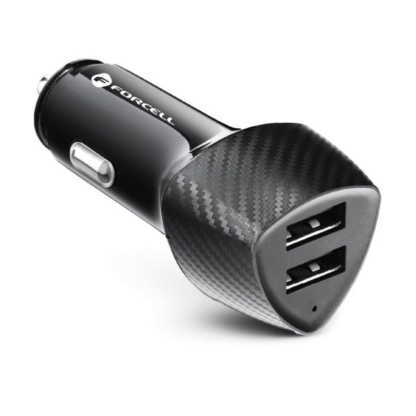 FORCELL CC50-2A17W CARBON φορτιστής αυτοκινήτου 2xUSB, 17W, μαύρο