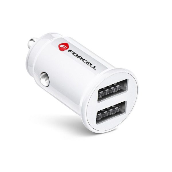 Forcell CC-SJ02 μίνι φορτιστής αυτοκινήτου 2xUSB 3.1A, λευκό