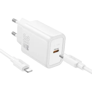HOCO N62 φορτιστής ταξιδίου Type C + καλώδιο Type C σε Lightning PD QC, 30W, λευκό