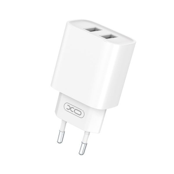 XO CE02C φορτιστής τοίχου 2.1Α 2xUSB, λευκό