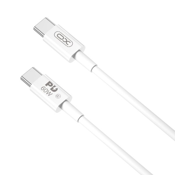 XO NB-Q190B PD καλώδιο USB-C σε USB-C, 2,0μ, 60W, λευκό