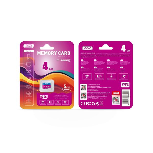 XO microSDHC κάρτα μνήμης 4GB, class 10 , ροζ